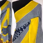 Blue Mul Cotton Saree with Hand Block Prints