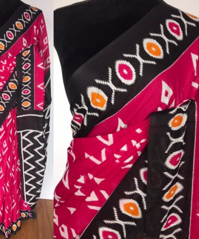 Pink Mul Cotton Saree with Hand Block Prints