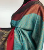 Blue Kora Silk Saree with Gold Zari Weaves - Image 7