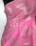 Baby Pink Banarasi Silk Saree with Silver Zari Weaves - Image 4