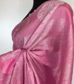 Baby Pink Banarasi Silk Saree with Silver Zari Weaves - Image 7