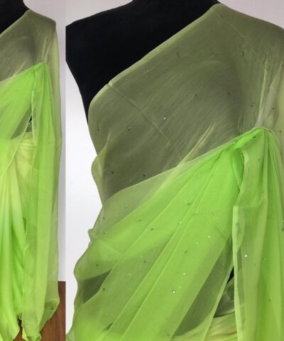 Green Ombre Chiffon Saree with Badla work