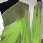 Ombre Green Chiffon Saree with Badla work - Image 2