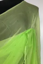 Ombre Green Chiffon Saree with Badla work - Image 4