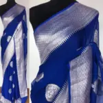 Cobalt Blue Banarasi Pure Khaddi Chiffon Saree