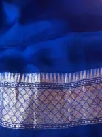 Cobalt Blue Banarasi Pure Khaddi Chiffon Saree - Image 8