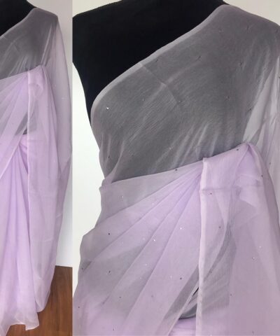 Lilac Chiffon Saree with Badla work