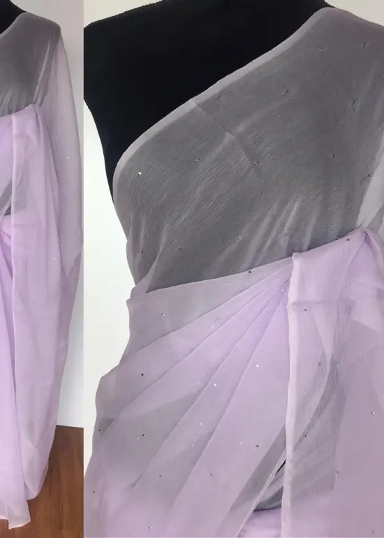 Lilac Chiffon Saree with Badla work