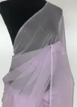 Lilac Chiffon Saree with Badla work - Image 3
