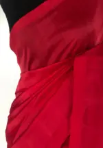 Scarlet Red Pure Mangalagiri Silk Saree - Image 6