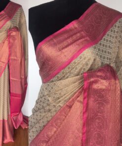 Cream Chanderi Silk Saree with Gold Zari Weaves