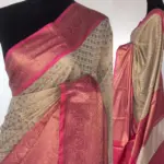 Cream Chanderi Silk Saree with Gold Zari Weaves - Image 2