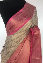 Cream Chanderi Silk Saree with Gold Zari Weaves - Image 3