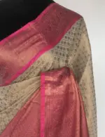 Cream Chanderi Silk Saree with Gold Zari Weaves - Image 5