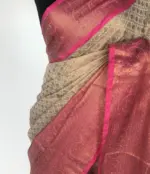 Cream Chanderi Silk Saree with Gold Zari Weaves - Image 6