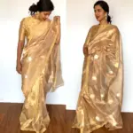 Gold Organza Pure Tissue Silk Saree with Kadwa Zari Motifs