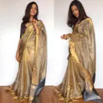 Grey Pure Tussar Silk Saree - Image 3