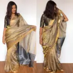 Grey Pure Tussar Silk Saree - Image 4
