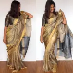 Grey Pure Tussar Silk Saree - Image 6