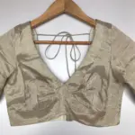 Handwoven Silver Pure Tissue Silk Blouse - Image 4