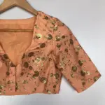 Peach Embroidered Raw Silk Blouse - Image 2