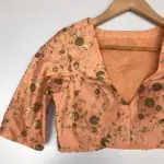 Peach Embroidered Raw Silk Blouse