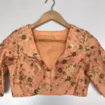 Peach Embroidered Raw Silk Blouse - Image 4