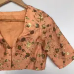 Peach Embroidered Raw Silk Blouse - Image 6
