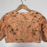 Peach Embroidered Raw Silk Blouse - Image 7