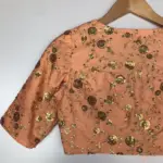 Peach Embroidered Raw Silk Blouse - Image 8