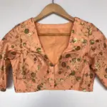 Peach Embroidered Raw Silk Blouse - Image 10