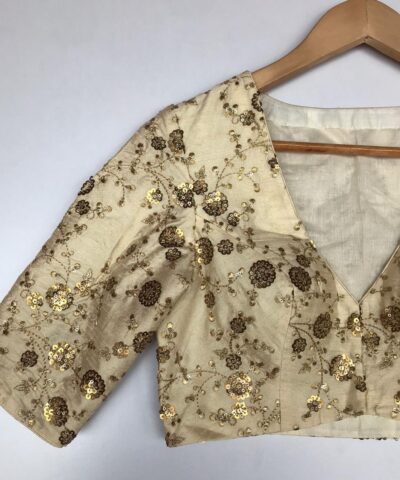 Offwhite Embroidered Raw Silk Blouse