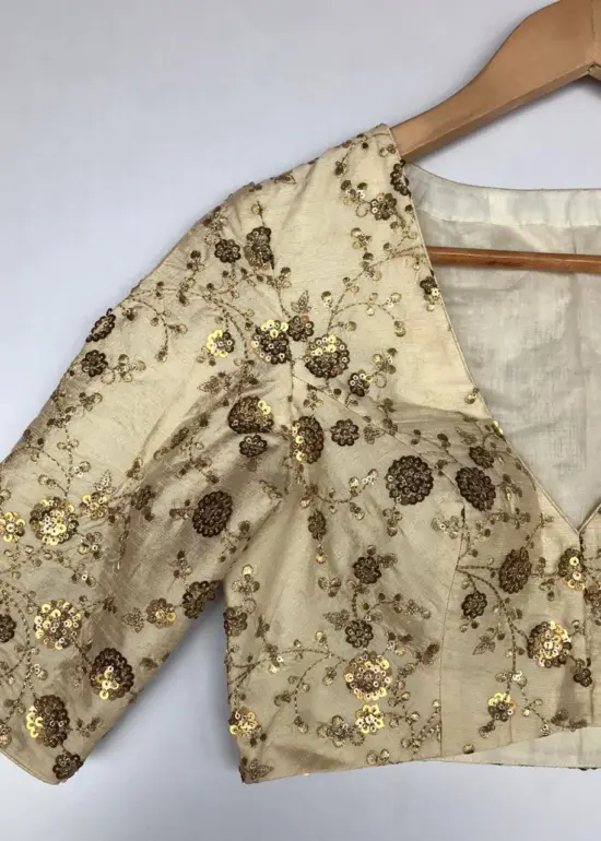 Offwhite Embroidered Raw Silk Blouse
