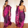 Purple Kanchivaram Silk Saree with Handwoven Silver Zari Weaves