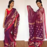 Purple Linen Jamdani Saree