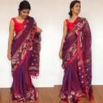 Purple Linen Jamdani Saree - Image 3