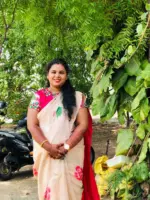 Offwhite Pure Silk Saree with Hand Painted Florals - Image 3