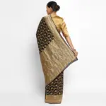 Black Banarasi Silk Saree in Georgette adorned with Gold Zari Weaves - Image 2