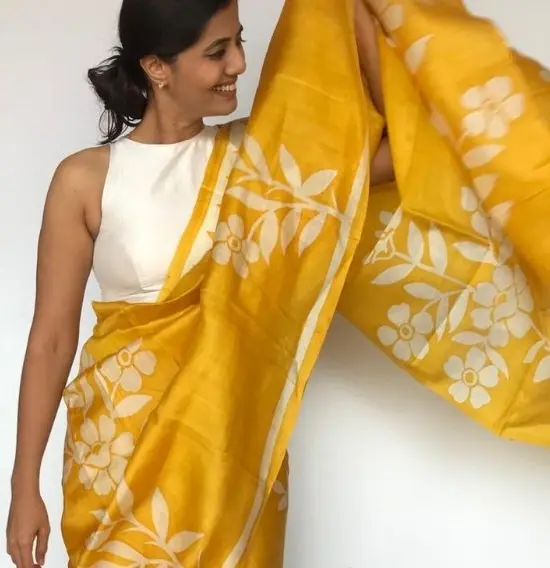 White Semi Raw Silk Blouse