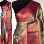 Grey Kora Silk Saree with Gold Zari Weaves