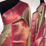 Offwhite Kora Silk Saree with Gold Zari Weaves - Image 2
