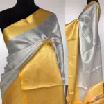 Silver White Kora Silk Saree with Silver Zari Weaves - Image 3