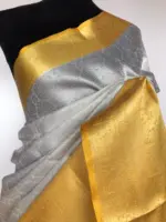 Silver White Kora Silk Saree with Silver Zari Weaves - Image 4