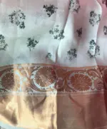Baby Blue Pure Organza Silk Saree with Gold Zari Weaves - Image 4