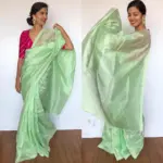Mint Green Pure Mangalagiri Silk Saree - Image 3