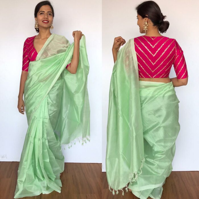 Mint Green Pure Mangalagiri Silk Saree