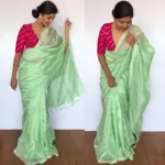 Mint Green Pure Mangalagiri Silk Saree - Image 2