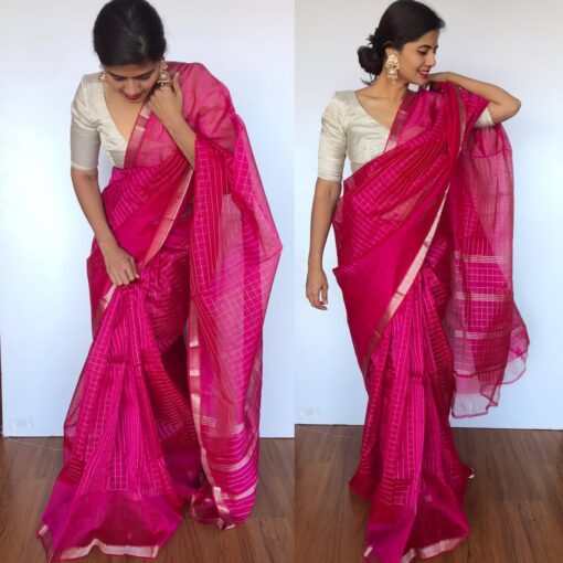dark pink mangalagiri saree