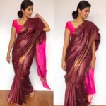 Maroon Handloom Tussar Ghicha Silk Saree - Image 3