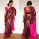 Maroon Handloom Tussar Ghicha Silk Saree - Image 2